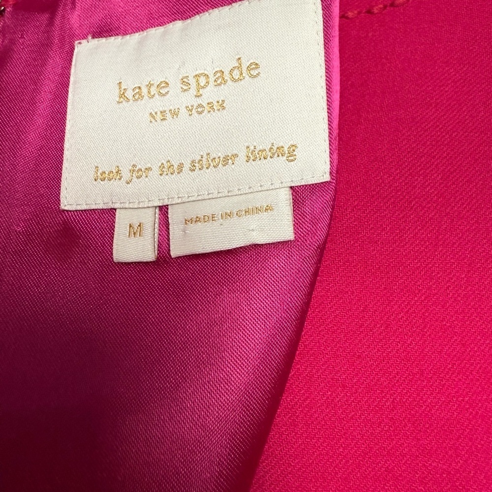 Kate Spade Hot Pink Shift Dress Size M Short Sleeve Pocket Detail Classic - Picture 5 of 9